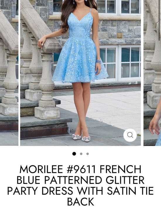 Mori Lee Dresses & Skirts - Mori Lee Light Blue Glitter Floral Fit-and-Flare Dress